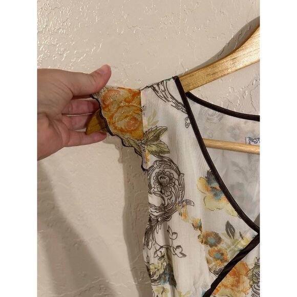 Jiesi Floral y2K Cap Sleeved Silky V Neck Spring Strappy Mini Dress - Picture 3 of 8
